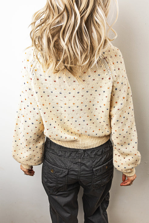 Geometric Print Button Front Long Sleeve Regular Fit Cardigan