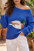 Polyester Polyamide Drop Shoulder Long Sleeve Sweater