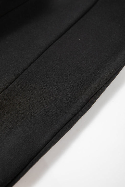 Casual Fleece Lined Crossover Waist Seamed Thermal Leggings