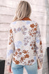 All Over Floral Print V Neck Long Sleeve Blouse