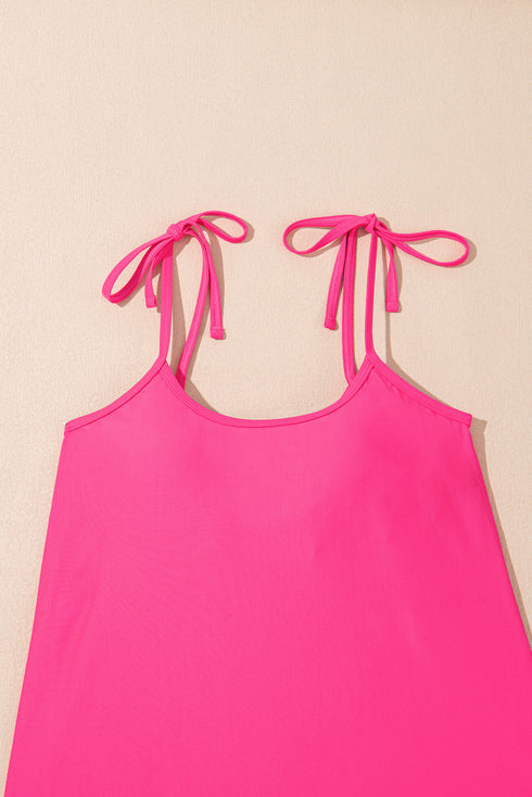 Tie Shoulder Strap Relaxed Fit Two Piece Tankini Set