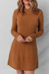 Mock Neck Exposed Seam Ribbed Cuff Sweater Dress