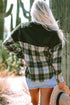 Mixed Patchwork Snap Button Casual Plaid Shacket