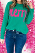 Merry Print Ribbed Trim Round Neck Loose Sweater