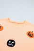 Embroidered Pumpkin Graphic Face Drop Shoulder Sweatshirt