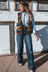 Western Print Faux Fur Metal Zipper Insert Pockets Sleeveless Vest