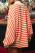 Graphic Textured Stripe Mock Neck Oversized Top