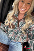 Retro Camouflage Pattern Button Detail Pullover Sweatshirt
