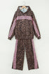 Leopard Print Striped Long Sleeve Top Pant Set