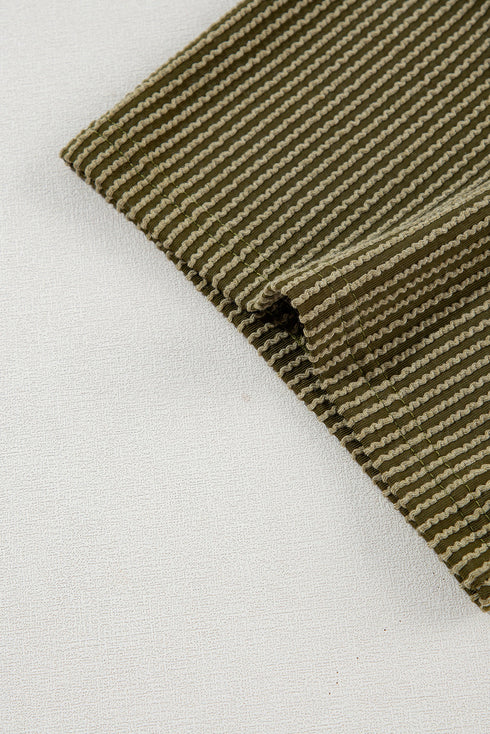 Corded Ribbed Knit Loose Fit Tee And Short Set