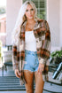 Casual Plaid Print Flap Pocket Long Shacket