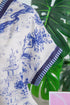 Wild Animal Print Striped Trim Short Sleeve V Neck Blouse