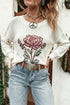 Western Floral Dropped Shoulder Lightweight Knit Sweater