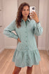 Striped Pattern Shift Long Sleeve Mini Dress