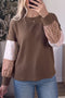 Floral Print Long Sleeve Textured Loose Pullover Tunic Top