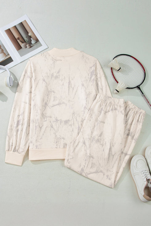 Camo Print Mock Neck Jogger Pant Set