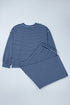 Striped Long Sleeve Drawstring Waist Loungewear Set