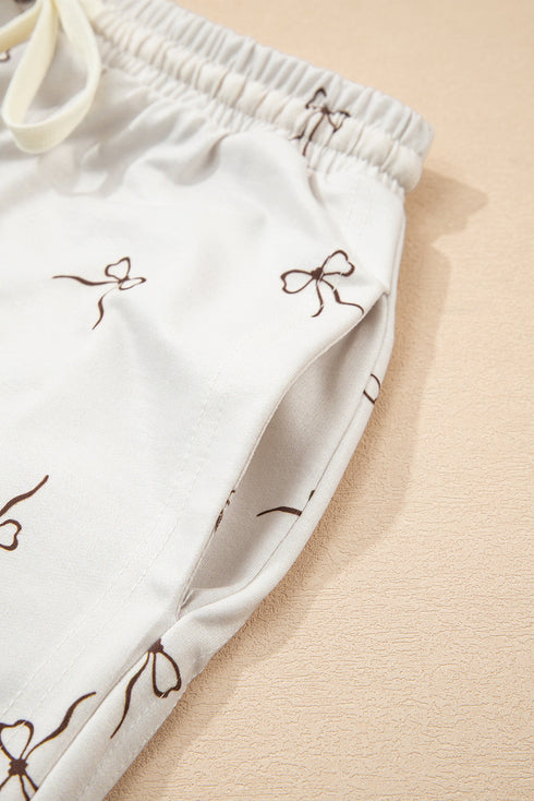 Bow Print Half Zip Tank Matching Short Sets