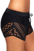 Geometric Lace Drawstring Waist Dolphin Hem Swim Shorts