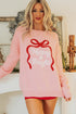 Drop Shoulder Round Neck Towel Embroidery Slogan Pullover Sweater