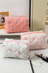 Sweet Bow Knot Print Quilted Zipper Makeup Bag