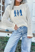 Pure Acrylic Open Knit Fish Embroidered Sweater