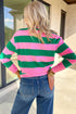 Polyester Striped Pattern Letter Embroidered Pullover Sweatshirt