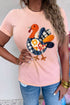 Turkey Applique Short Sleeve Round Neck Tee