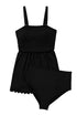 Ribbed Textured Scalloped Trim Swim Dress Swimwear