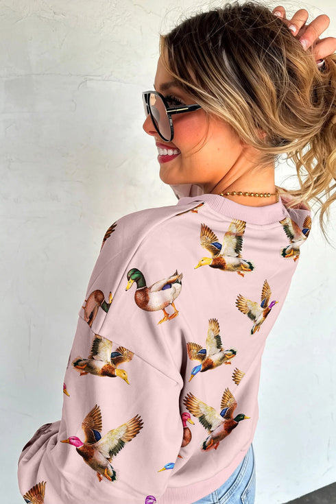 Western Print Drop Shoulder Long Sleeve Sweatshirt