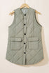 Solid Color Quilted Longline Outerwear Pocket Vest