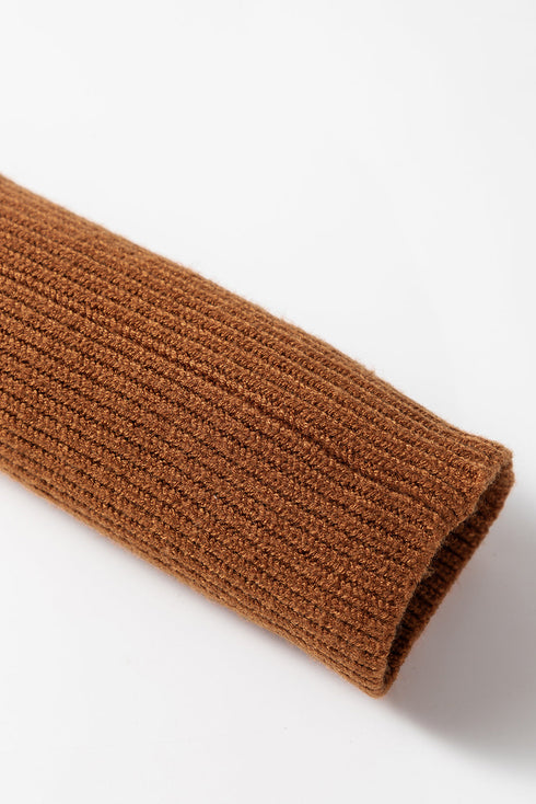 Mock Neck Exposed Seam Ribbed Cuff Sweater Dress