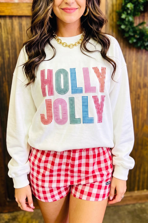 Applique Slogan Round Neck Long Sleeve Sweatshirt