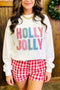 Applique Slogan Round Neck Long Sleeve Sweatshirt