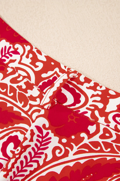 Bohemian Paisley Print Buttoned High Waist Wide Leg Pants