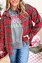 Pure Polyester Plaid Pattern Button Front Shacket