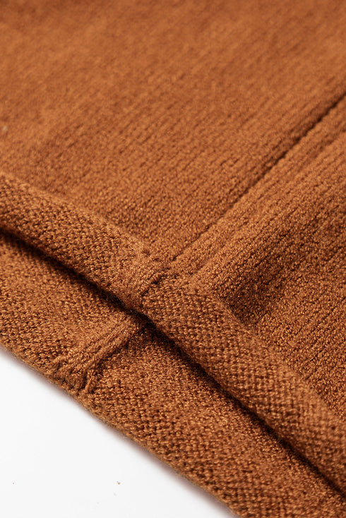 Mock Neck Exposed Seam Ribbed Cuff Sweater Dress