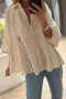 Sheer Lace Splicing Bracelet Sleeve Loose Flowy Blouse