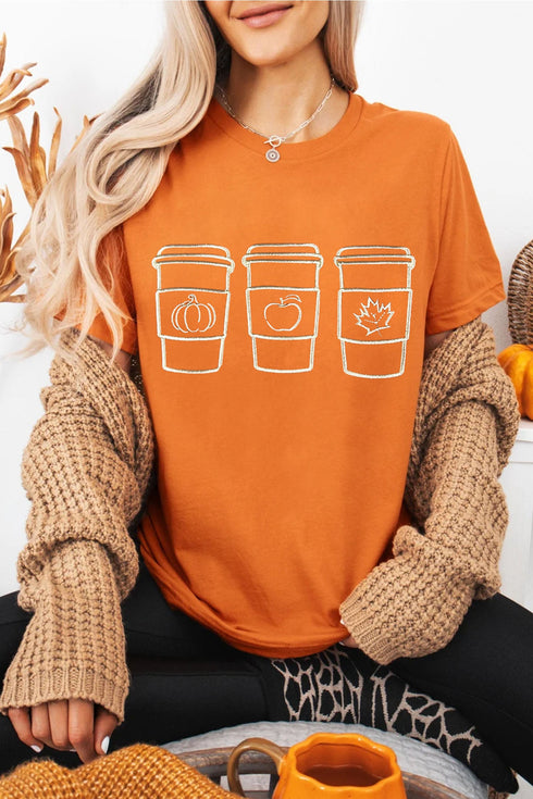 Embroidered Drinks Graphic Round Neck Statement Tee
