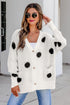 Polka Dot Button Front Oversized V Neck Cardigan