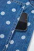 Polka Dot Long Sleeve Collar Shift Tunic Denim Jacket