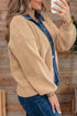 Placket Panel Drop Shoulder Shirt Collar Long Sleeve Cardigan