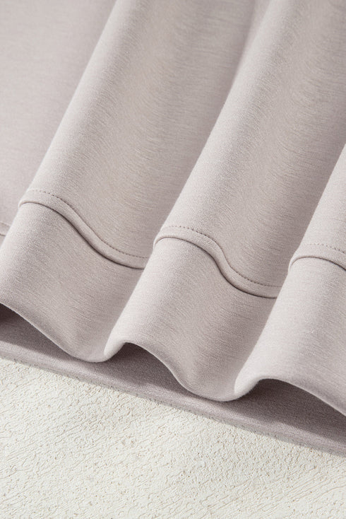 Solid Drop Shoulder Pullover Drawstring Mini Skirt Two Piece Dress