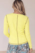 V Neck Stitched Detail Ribbed Long Sleeve Top