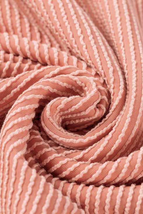 Corded Textured Long Sleeve Pullover And Pant Set