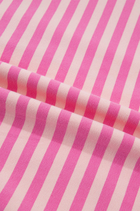 Striped Zip Up Puff Sleeve Jacket Sweatshirt