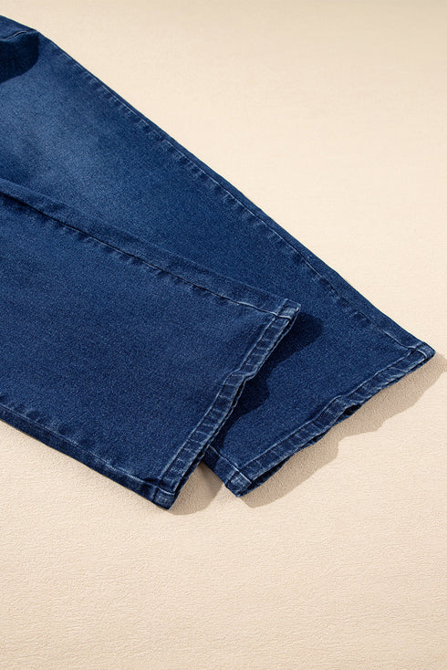 Classic Solid Straight Leg Mid Rise Stretch Jeans