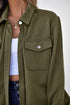 Casual Textured Flap Pocket Shirt Collar Zip Up Jackets