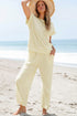 Metallic Lattice Textured Wide Leg Pant Set