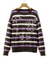 Stripe Embroidered Detail Drop Shoulder Pullover Sweater